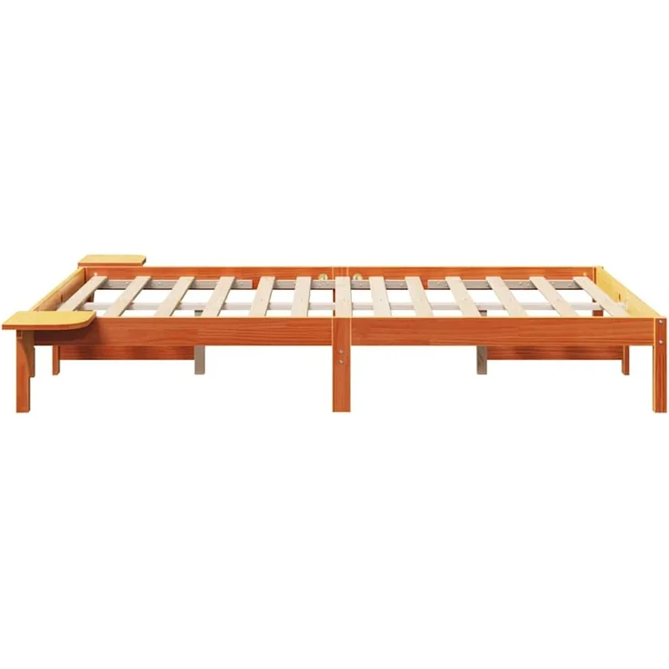vidaXL Bettrahmen Wachsbraun 140 x 190 cm Massives Kiefernholz 873195 – Bild 6