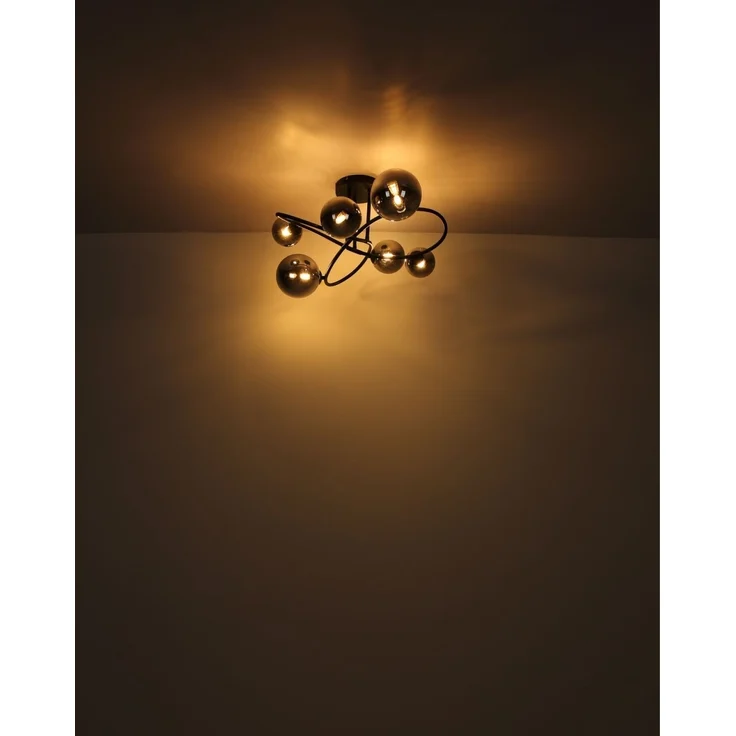 LED Tischleuchte, Metall, Glas Rauchfarbe, DH 52 cm – Bild 5