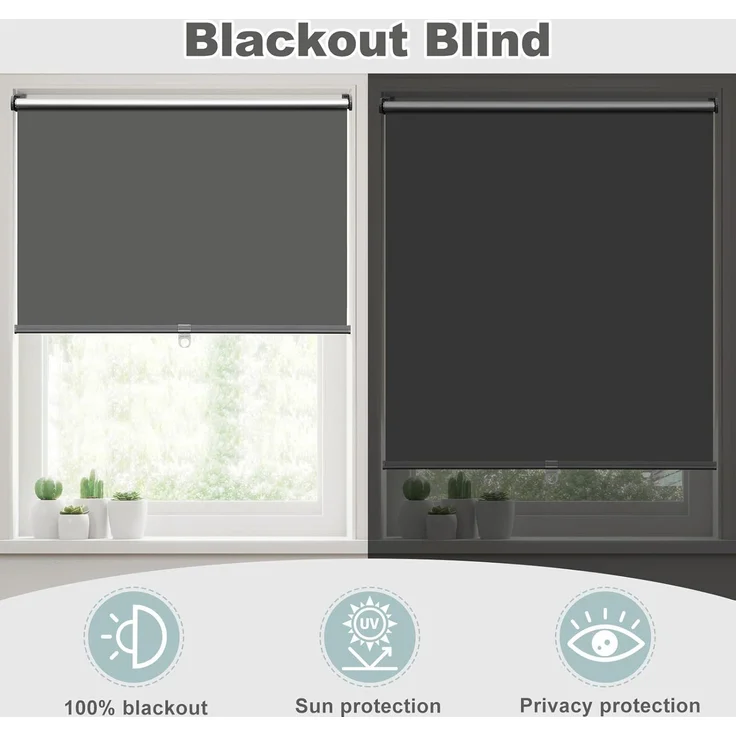 WOLTU Verdunkelungsrollo ohne Bohren, Klemmfix Thermorollo innen, Sicht- & Sonnenschutz Rollo, Schnurlos, Klemmrollo für Fenster & Türen, 70x150 cm, Anthrazit – Bild 4