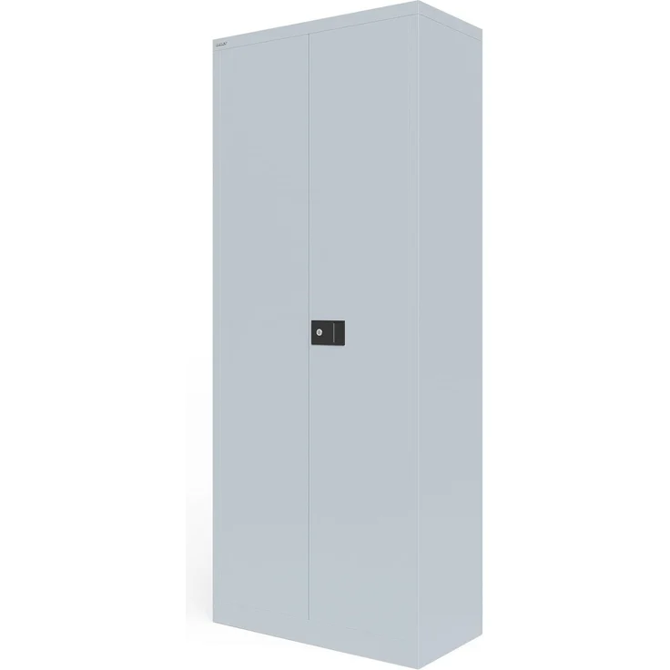 BISLEY Universal Flügeltürenschrank abschließbar - Stahlschrank mit 3-Punkt-Schloss & Flügeltüren - Aktenschrank aus Metall mit 4 Fachböden für 5 Ordnerhöhen - Farbe: lichtgrau, E782B84S-645 – Bild 1
