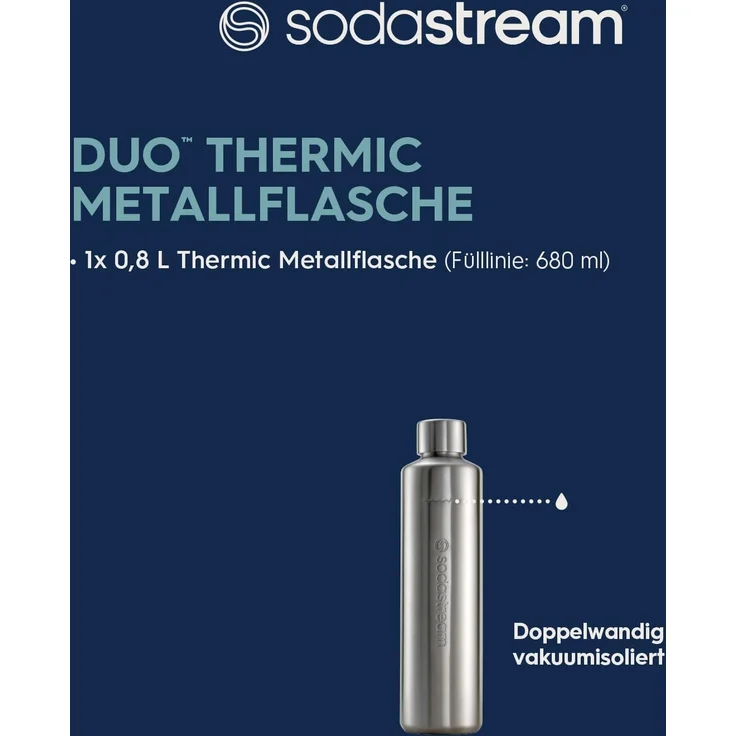 Sodastream Metallflasche DUO Thermic 0,8L, 1er-Pack Isolierflasche Thermoflasche Trinkflasche – Bild 2