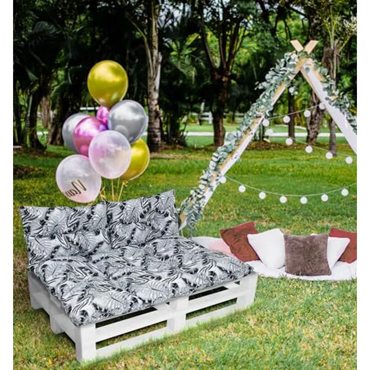 Amilian Stuhlkissen - Bankauflage - Gartenbankauflage - 80x120cm + 2 x 40x60cm, 3er Set - Gartenbankauflage - Pallettensitzkissen - Bankkissen – Bild 5