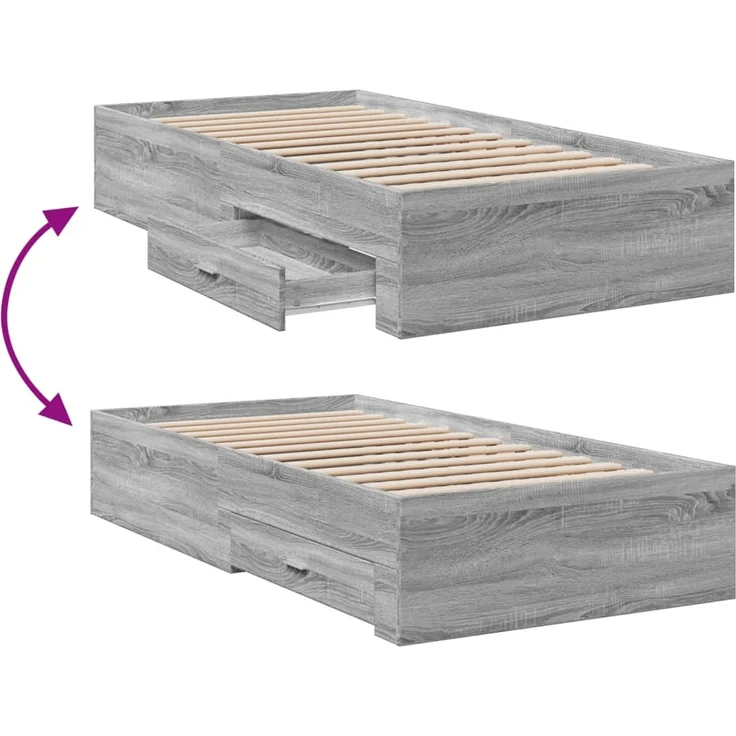 vidaXL Bettgestell mit Schubladen Grau Sonoma 100x200 cm Holzwerkstoff 3280424 – Bild 7