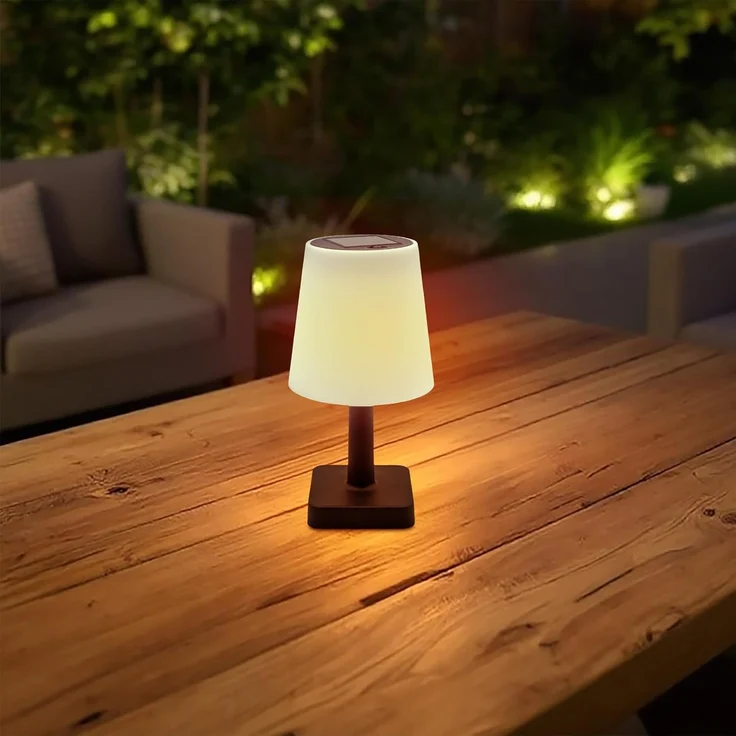 Spetebo LED Solarleuchte Tischleuchte für Außen und Innen - 23 x 12 cm, Solar, LED fest integriert, warmweiß, Deko Garten Tischlampe – Bild 6