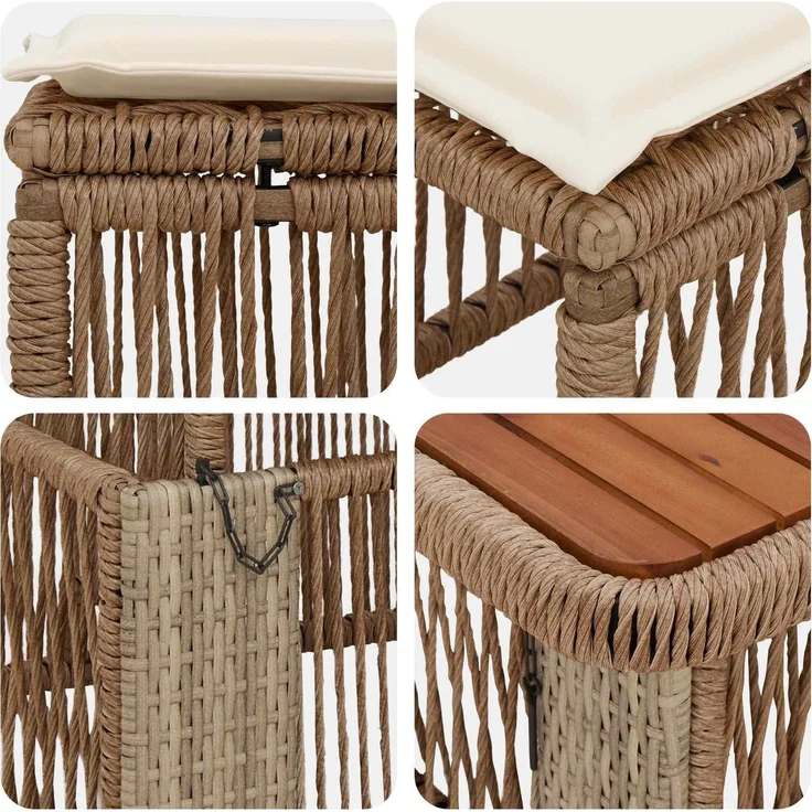 vidaXL Garten Essgruppe mit Kissen 3 pcs Beige und Creme Poly-Rattan 42026752 – Bild 5