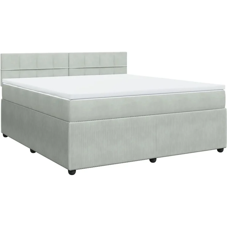 vidaXL Boxspringbett mit Matratze Hellgrau 180x200 cm Samt 3287806 – Bild 2