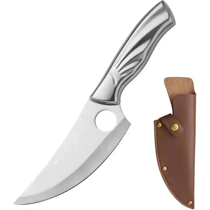 Multifunktionales Outdoormesser und Küchenmesser - Kompakt, scharf und handlich mit Ledertasche - Das ultimative Werkzeug für Abenteurer und Kochbegeisterte – Bild 3