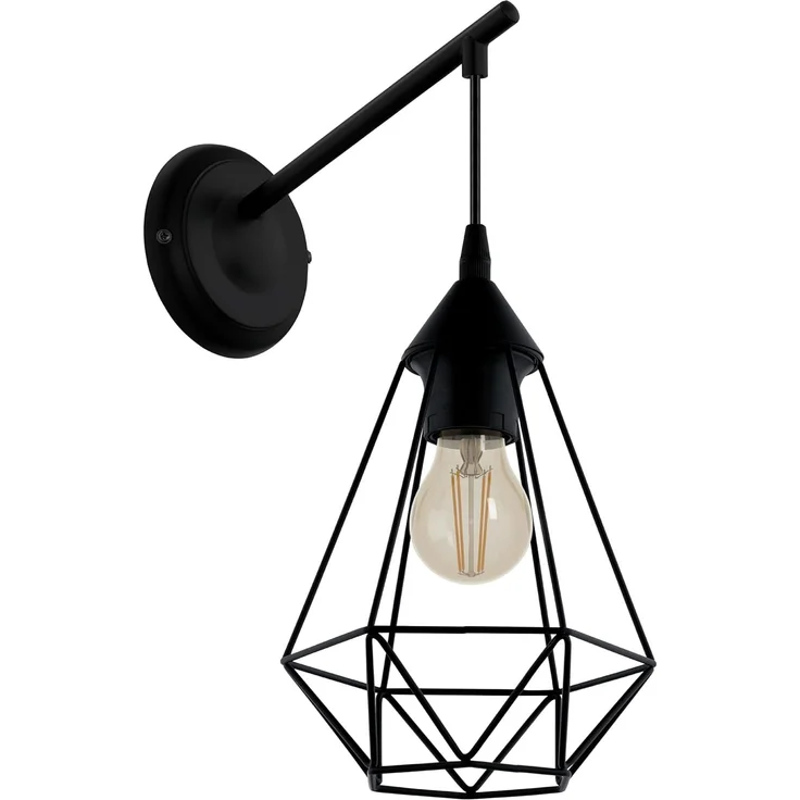Eglo 49081 Wandleuchte TARBES E27 1X40W Stahl schwarz L:15,5cm H:37,5cm dimmbar