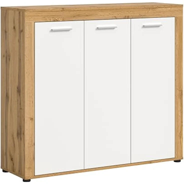 xonox. home Garderobe Jam X8BK6608 Schuhschrank Garderobenschrank Schrank in Wotan Eiche Nb, weiß. ca. 120 x 108 x 37 cm – Bild 2
