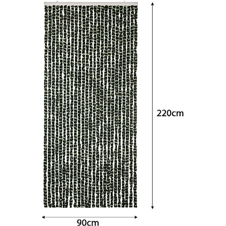 Moritz Flauschvorhang aus Chenille 90 x 220 cm grün schwarz gestreift Türvorhang als Fliegenschutz Insektenschutz für Camping Wohnwagen – Bild 3