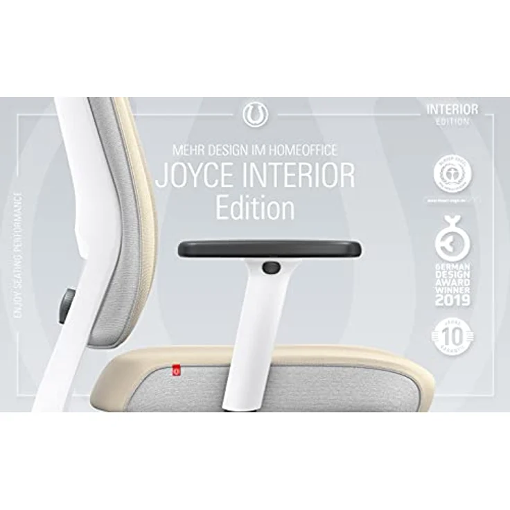 Interstuhl Joyce Interior Edition, ergonomischer Bürostuhl mit Synchromechanik, verstellbarer Rückenlehne und Lordose, Beige | Weiß – Bild 4