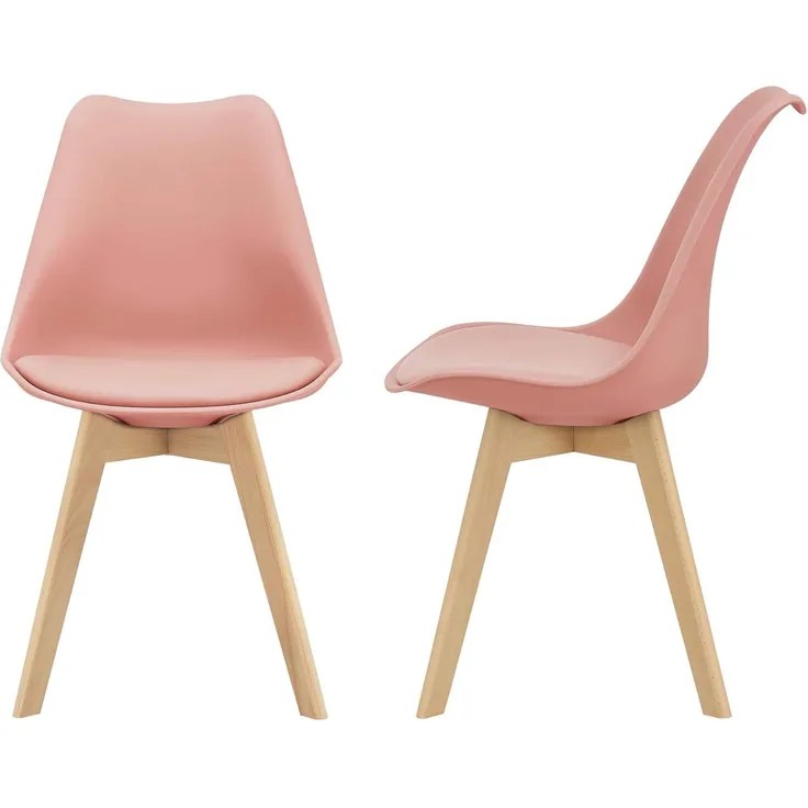en.casa 2x Esszimmerstuhl 'Milano', rosé, Holzgestell, Designstuhl-Set