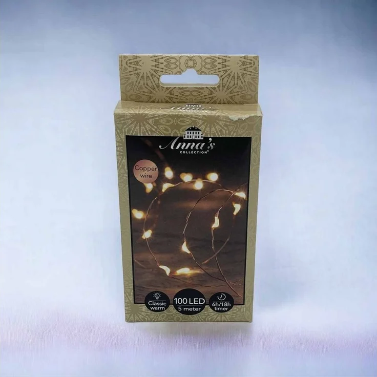 Coen Bakker Deco BV LED-Lichterkette LED Wire, Batterie Draht kupferfarben 100 LED classic warm 4,95m Timer – Bild 3