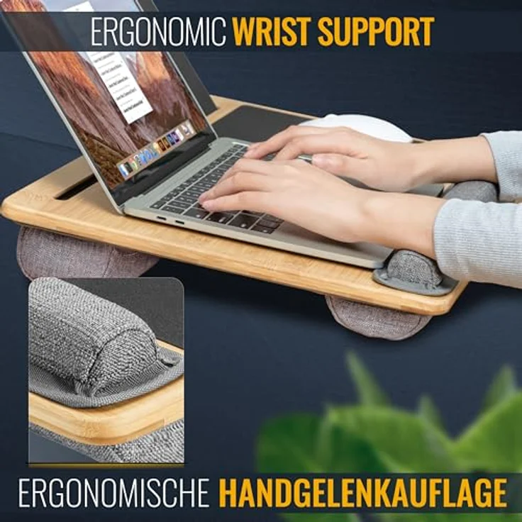 RICOO Laptoptisch LA0035, Laptop-Kissen mit Mauspad Laptop-Ständer Notebook Knietablett Holz – Bild 5
