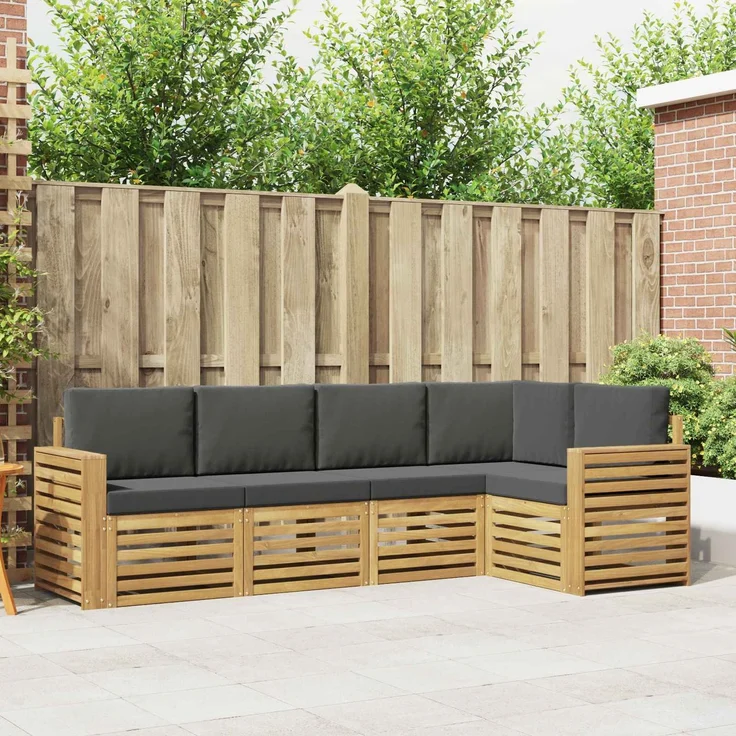 vidaXL Outdoor-Sofagarnitur 5 stk. 5-Sitzer Weiß und Anthrazit 3391842 – Bild 1