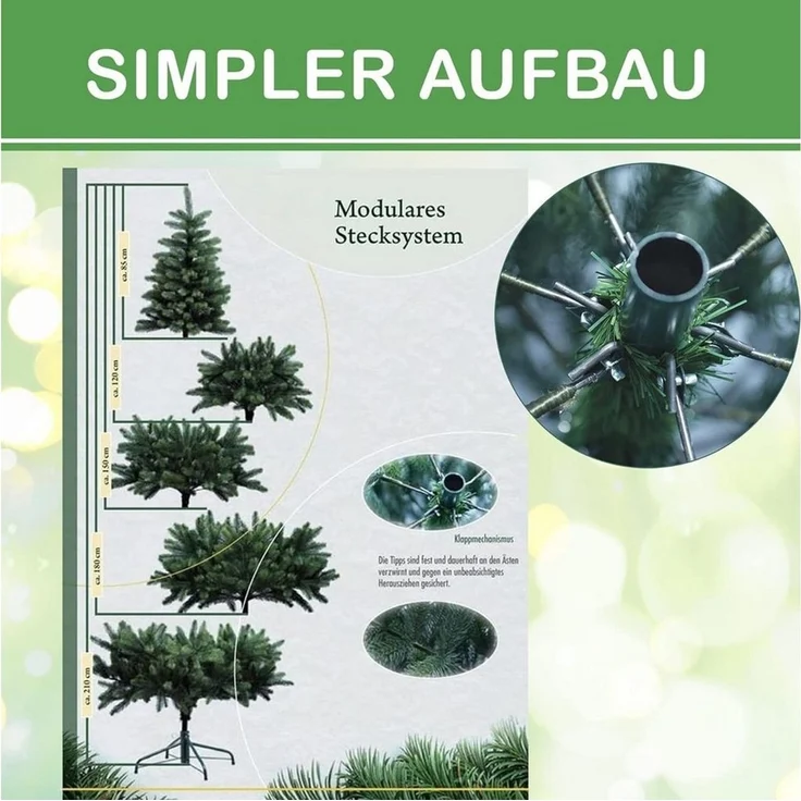 DILUMA Künstlicher Weihnachtsbaum Spritzguss Weihnachtsbaum Künstlich wie echt Tannenbaum Christbaum – Bild 3