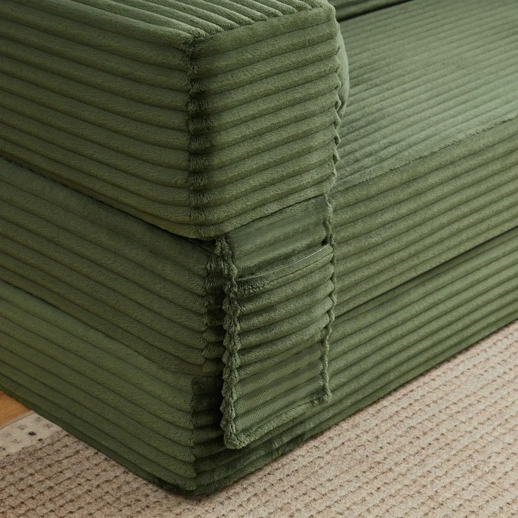 ZUBALIYA Schlafsofa, mit Schlaffunktion, H 60 × T 200 × B 76 cm, Grün, Schaumstoff – Bild 7