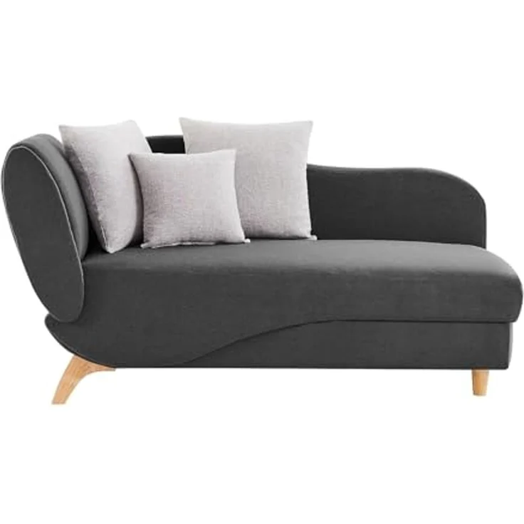 Vente-unique - PENELOPE Chaise longue Stoff Grau - B 80 cm x H 81 cm x L 160 cm – Bild 4