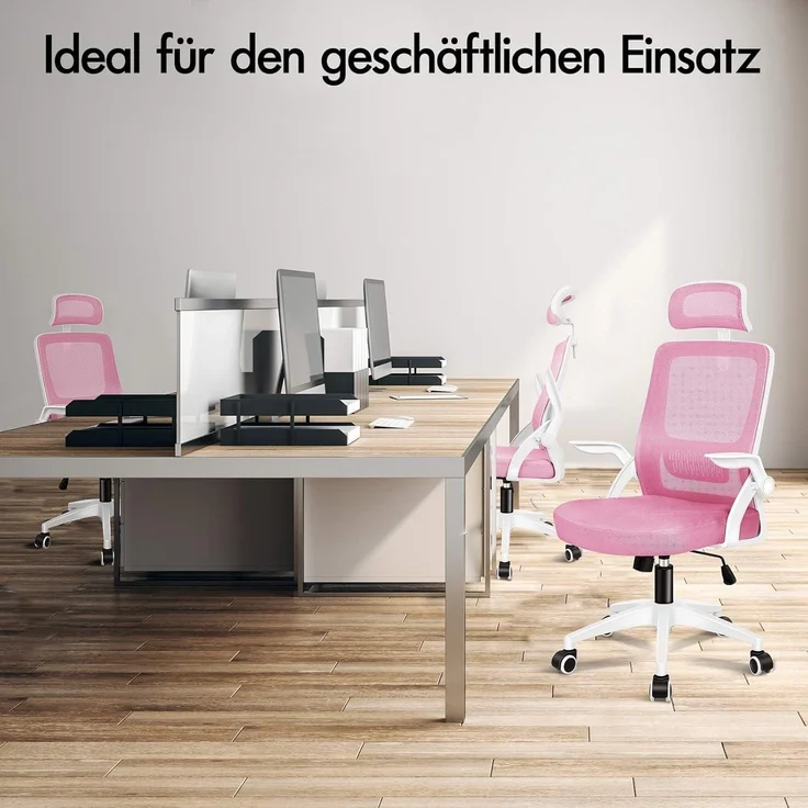 ALFORDSON Bürostuhl Rosa Kopfstütze Lordosenstütze Mesh-Rückenlehne – Bild 6