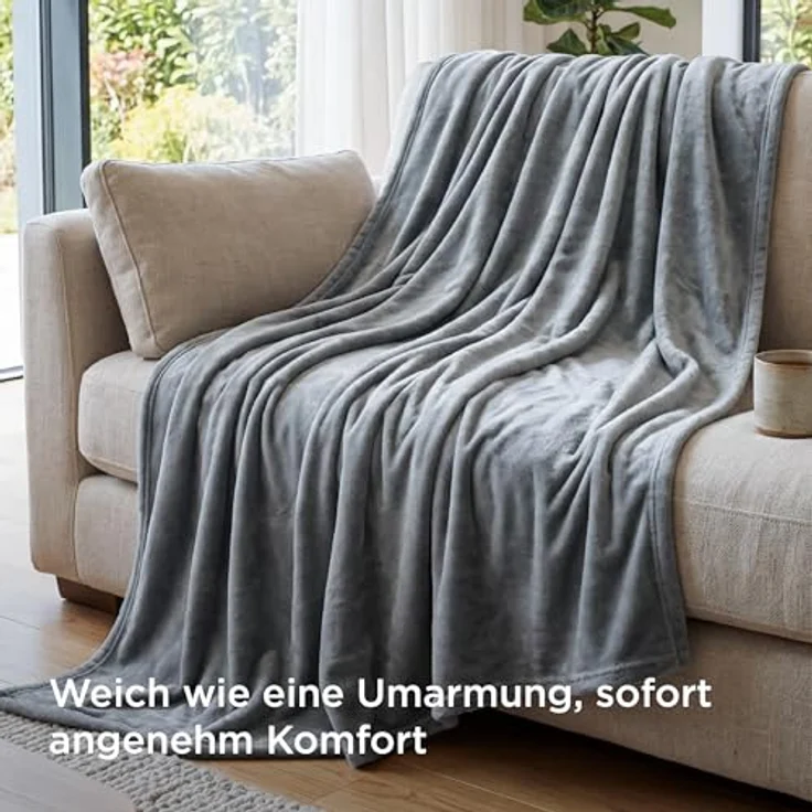BEDSURE Kuscheldecke Flauschig Decke Fleecedecke - Wohndecke Warm Winter Weich, Sofadecke XL, Decke Couch Blanket, Wohn- & Kuscheldecken 150x200 cm, Sofa überwurfdecke Grau – Bild 4