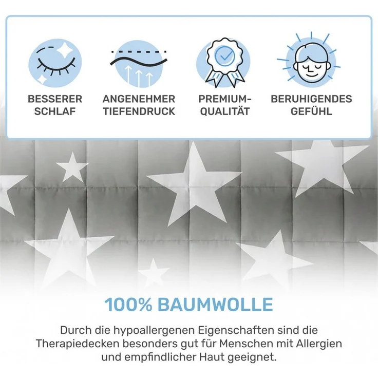 Dailydream Gewichtsdecke Kinder Therapie-Bettdecke aus Baumwolle, 2,3Kg, 90x120 cm, Motiv ABC – Bild 4