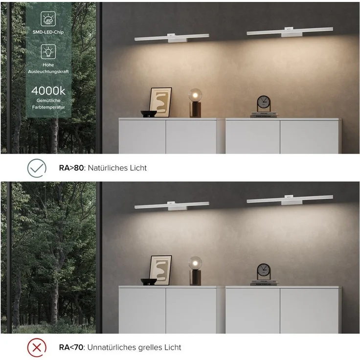 doporro LED Spiegelleuchte Wandlampe Wandleuchte Spiegellampe 40/60cm 9W/14W LED Strahlenschön – Bild 3