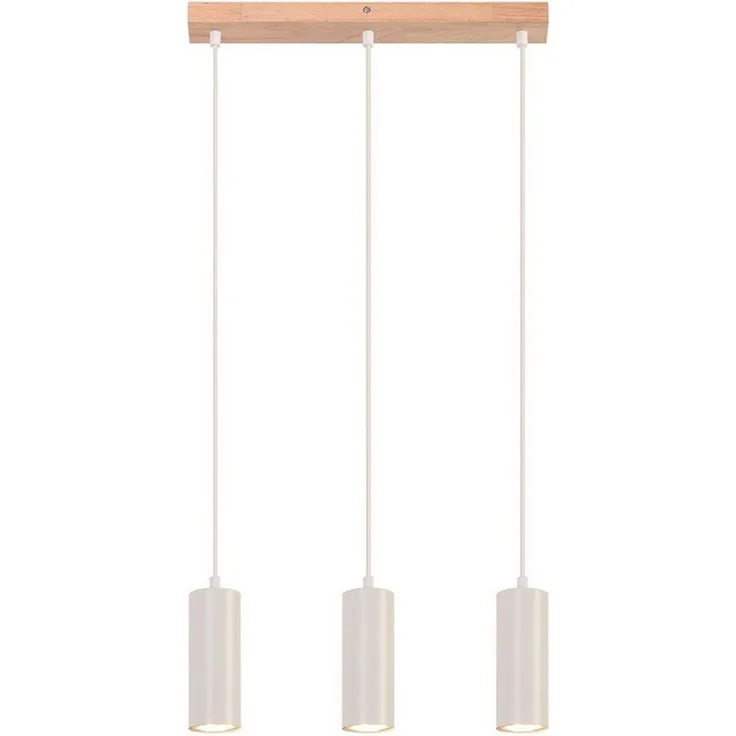 Nettlife Pendelleuchte Holz Vintage Weiß Esstisch GU10 3 Flammig Hängelampe, Höhenverstellbar, LED wechselbar, für Wohnzimmer Schlafzimmer Restaurant Flur