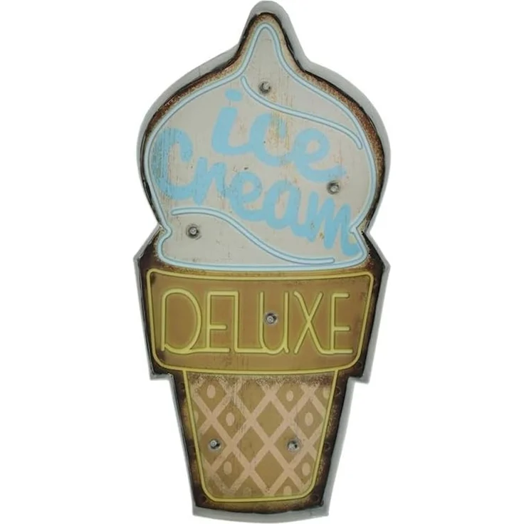 Forever Light Retro Metallschild LED „Ice Cream“ USB Wanddeko – Bild 5
