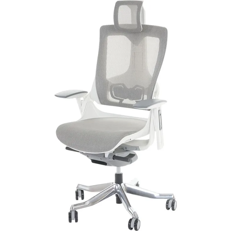 MCW Bürostuhl, Grau, Ergonomischer Drehstuhl mit höhenverstellbarer Rückenlehne und Netzbespannung
