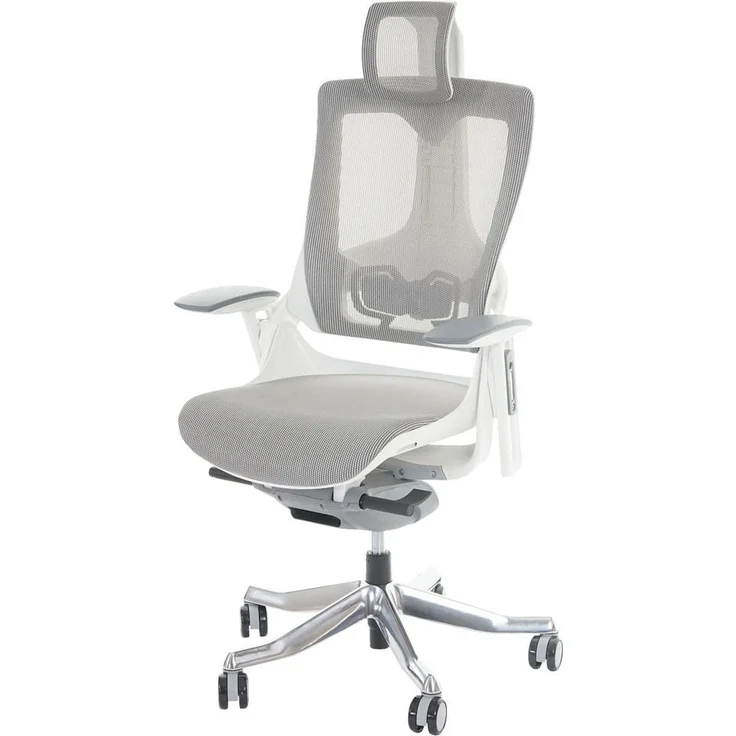 MCW Bürostuhl, Grau, Ergonomischer Drehstuhl mit höhenverstellbarer Rückenlehne und Netzbespannung