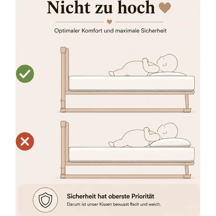 3 Stück Betten Hofmann Kinder Baby Daunenkissen 40x60 cm Flachkissen 100% Daunen – Bild 4