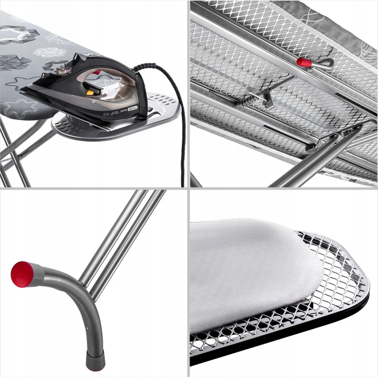 KADAX Bügelbrett 120 x 38 cm breit, Tischplatte, faltbarer Bügeleisenhalter – Bild 6