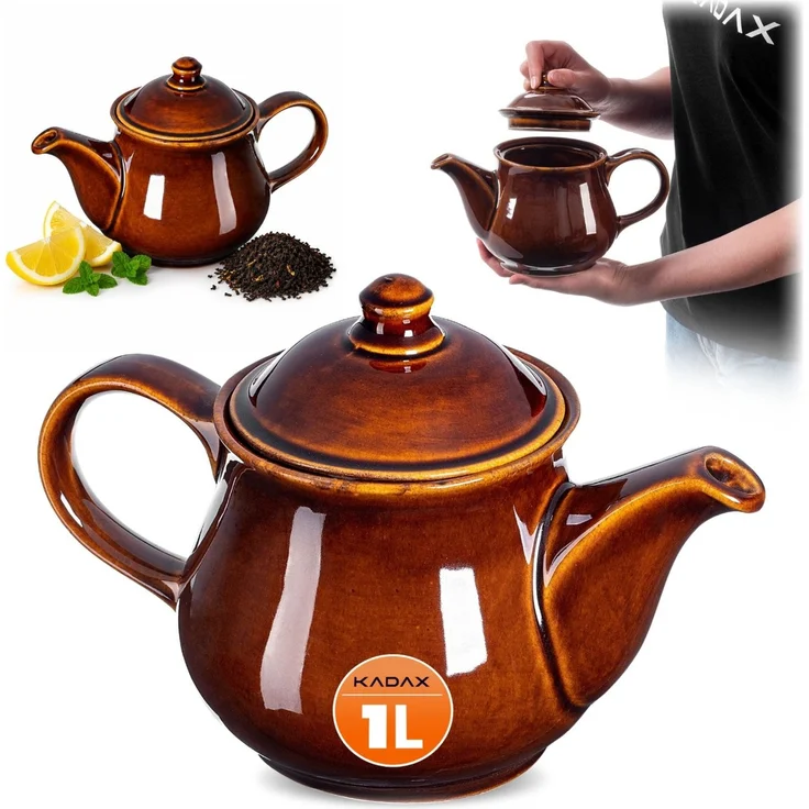 KADAX Teekanne, Kaffeekessel, Steingut 1L – Bild 1