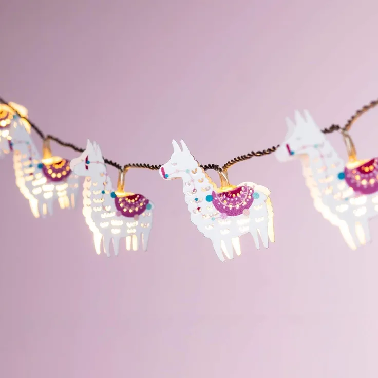 Lights4fun LED-Lichterkette 10er Lama Lichterkette Kinderzimmer