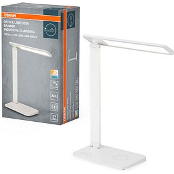 OSRAM Office Line Desk Banker Inductive Charging, LED Schreibtischlampe weiß 17 W mit Dimmer und 651 lm, 3000/4000/6500 K