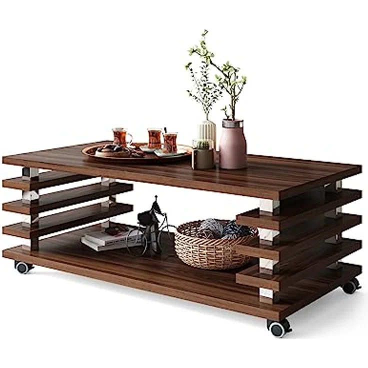 designimpex Couchtisch DC-3 Design Wohnzimmertisch Tisch mit / ohne Rollen – Bild 4