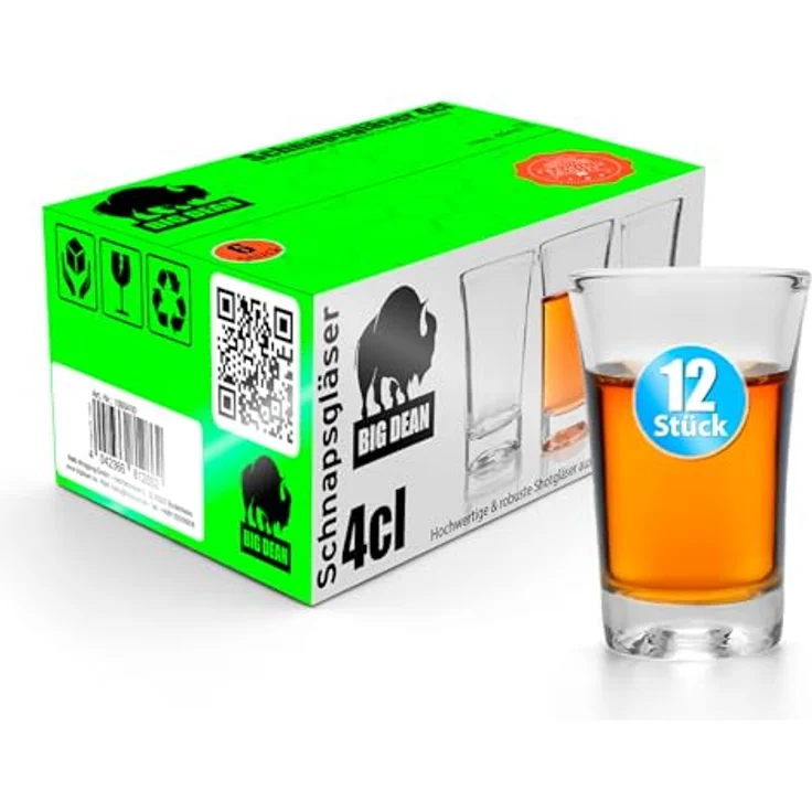 BigDean 12 Stück Schnapsgläser 4cl – Shotgläser in Gastro-Qualität & Geschenkbox – Bild 2