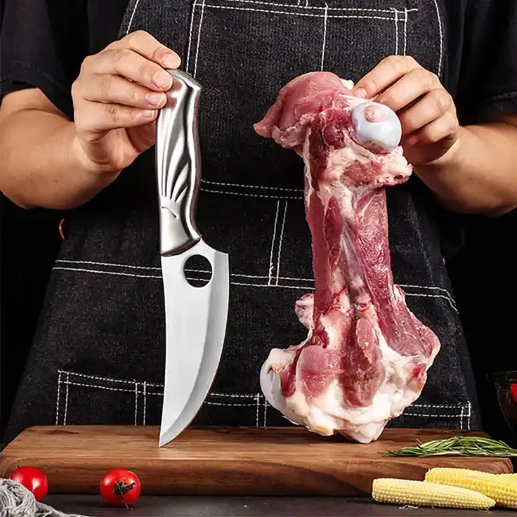 Multifunktionales Outdoormesser und Küchenmesser - Kompakt, scharf und handlich mit Ledertasche - Das ultimative Werkzeug für Abenteurer und Kochbegeisterte – Bild 6