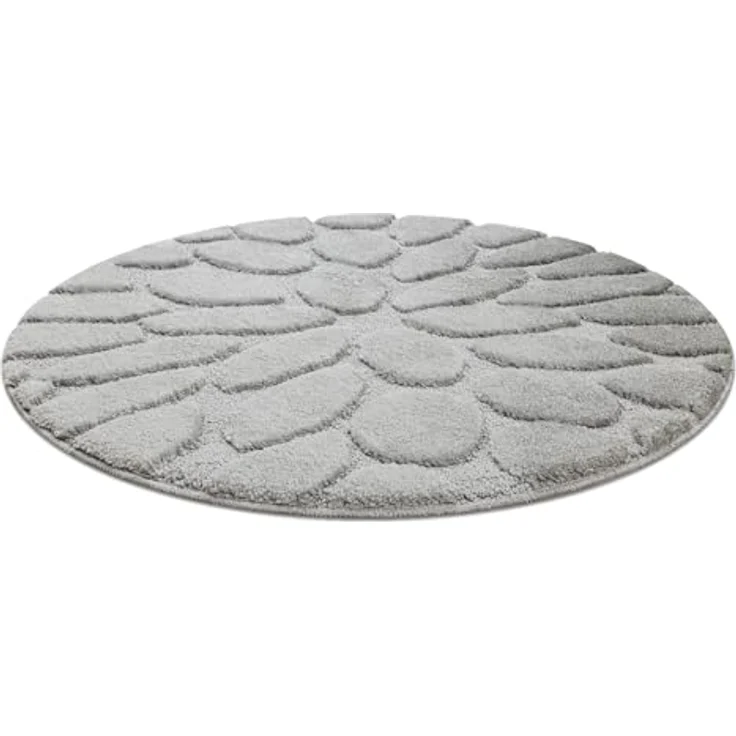 rugsx Badteppich SUPR Stones, rutschfest, weich und waschbar, grau Kreis 100 cm, für Fußbodenheizung geeignet – Bild 4