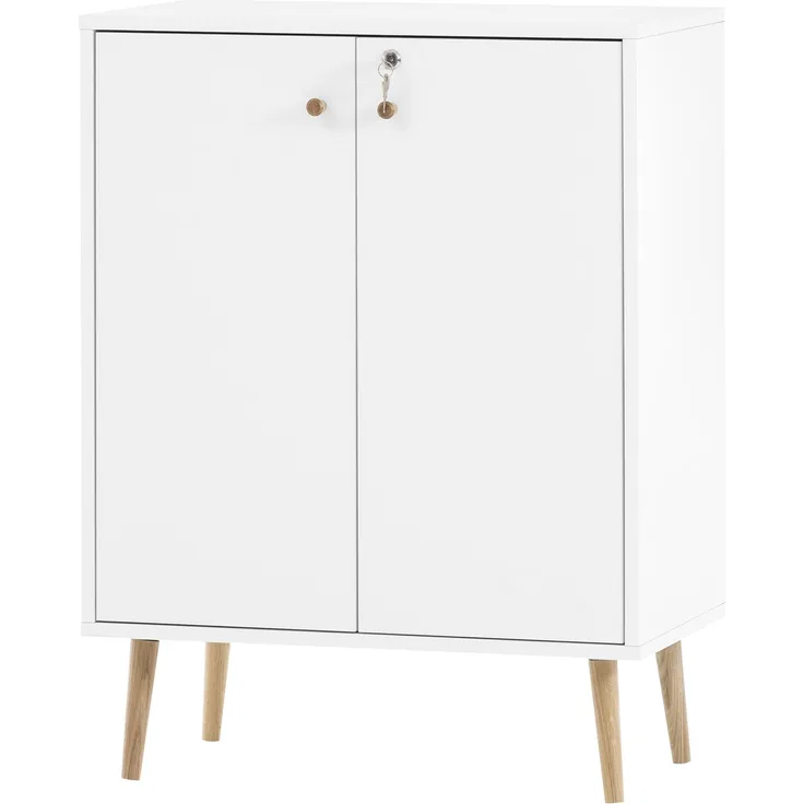 Schildmeyer ‘Jonte‘ Büro Aktenschrank mit Drehtüren, Kreideweiß, Breite 65,2 cm, Made in Germany