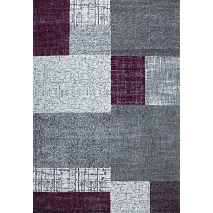 Vimoda Teppich Wohnzimmer Klassisch Karo- kariert Design, Rechteckig, Höhe: 5 mm, Läufer Kachel Optik in Türkis Grau Gelb & Lila Teppich Schlafzimmer – Bild 4
