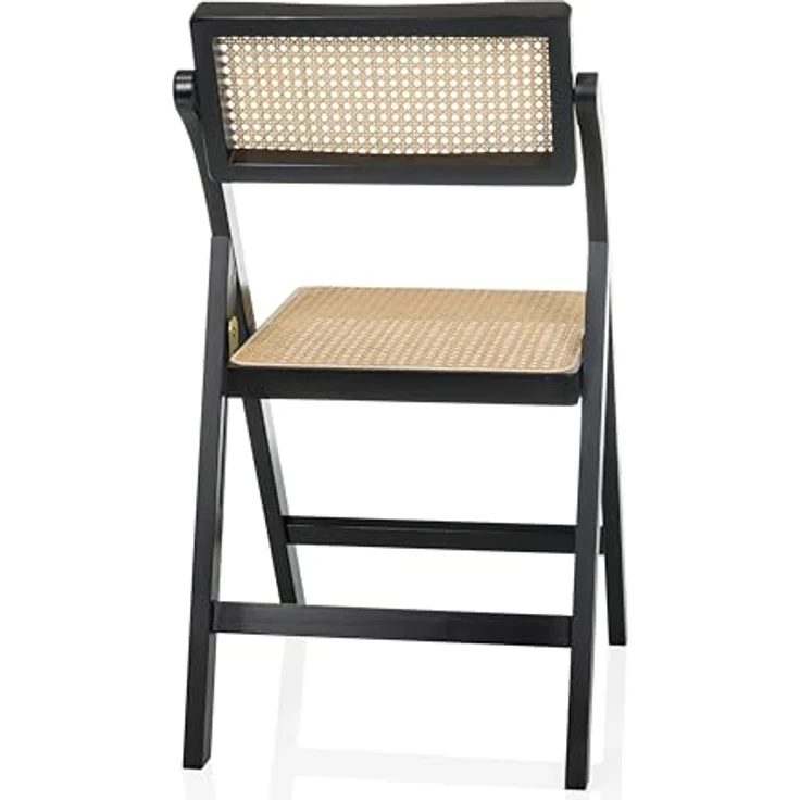 hjh LIVING Klappstuhl aus Bambus mit Wiener Geflecht TUDELA Bamboo Holzklappstuhl, Klappbarer Stuhl, 130kg belastbar, 360° drehbarer Rückenlehne, Schwarz/Braun – Bild 8