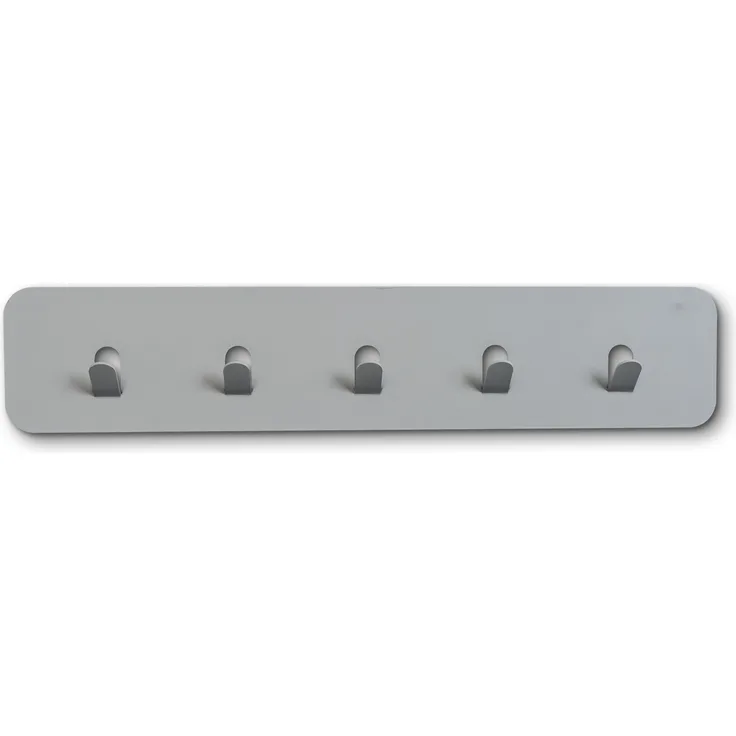 Garderobenleiste >Tilly 2< 5 Haken, in grau, Metall - 50x10x3cm (BxHxT)