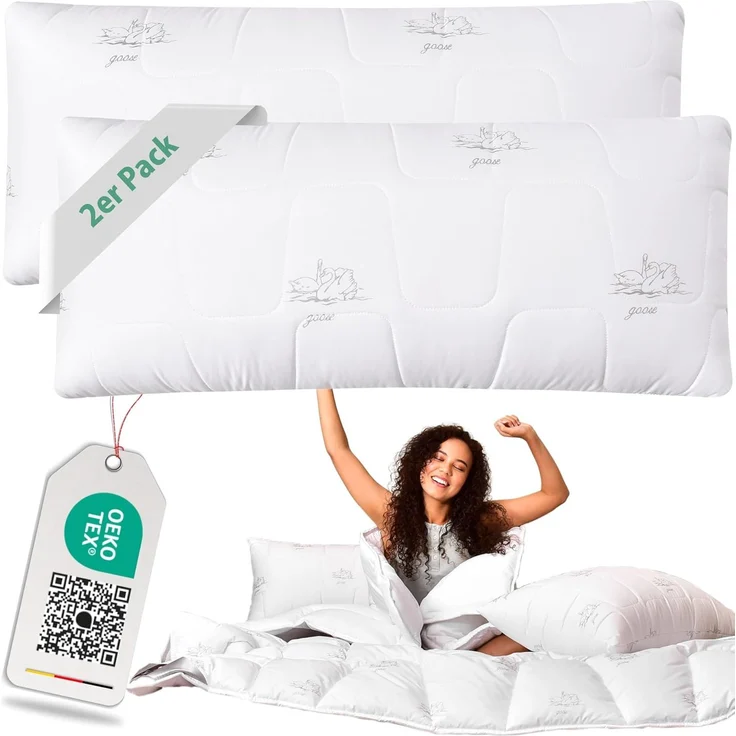 SEI Design Kopfkissen Kopfkissen Kissen Schlaftkissen 40x80 SWAN, Füllung: 100% Mikrofaser Polyester, Bezug: Mikrofaser, Rückenschläfer, Seitenschläfer, Bauchschläfer, Alternative zu Daunen – Bild 1