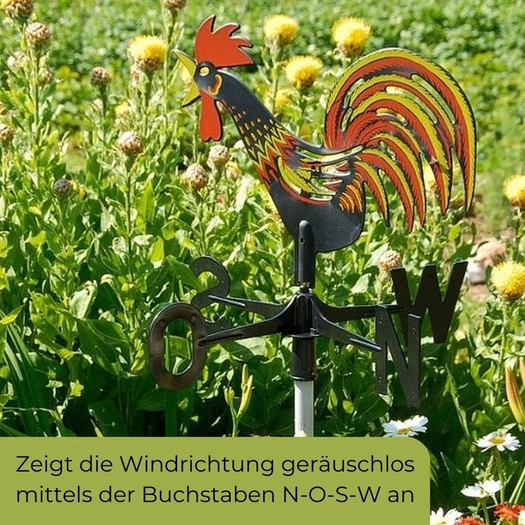 Wetterhahn für Garten Wetterfahne aus Kunststoff Bunt Windrichtungsanzeiger Wetterhahn für Gartenhaus Gartendeko Hahn Windspiel Hahn Windanzeiger Windfahne – Bild 2