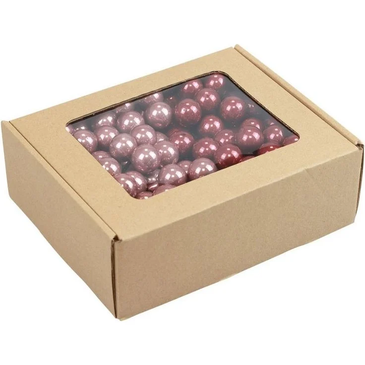 Viana Weihnachtsbaumkugel Mini Weihnachtskugeln am Draht Glas Deko-Set Bordeaux Rosa, 140 Stück – Bild 3