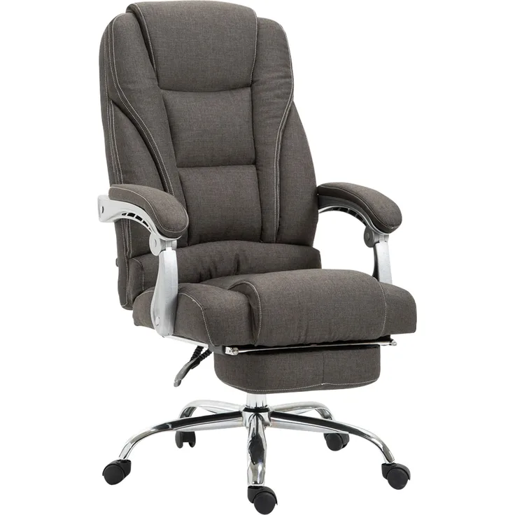 DELUKE® Bürostuhl MIAMI Stoff - 118x68x64, Dunkelgrau Stoff Metall in Chromoptik Gestell ergonomische Bürostühle Homeoffice Stuhl mit Rollen