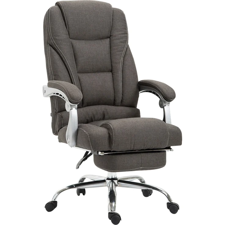 DELUKE® Bürostuhl MIAMI Stoff - 118x68x64, Dunkelgrau Stoff Metall in Chromoptik Gestell ergonomische Bürostühle Homeoffice Stuhl mit Rollen – Bild 1