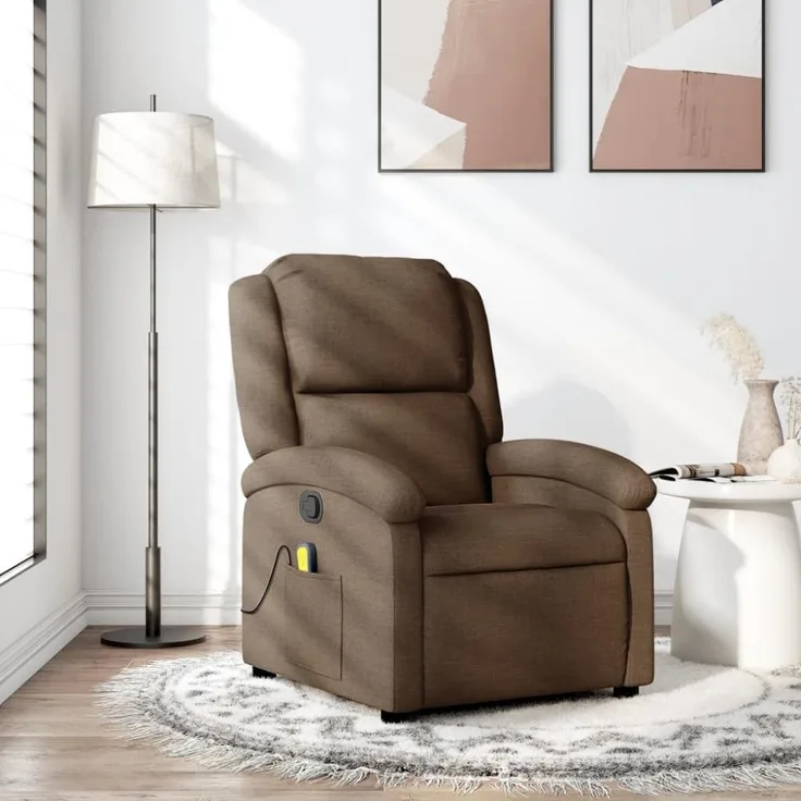 vidaXL Massagesessel Braun Stoff 371767