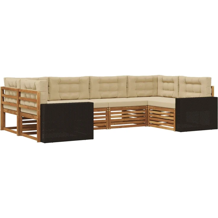 vidaXL Outdoor-Sofagarnitur 6 stk. 6-Sitzer Natur und Beige 3383786 – Bild 2